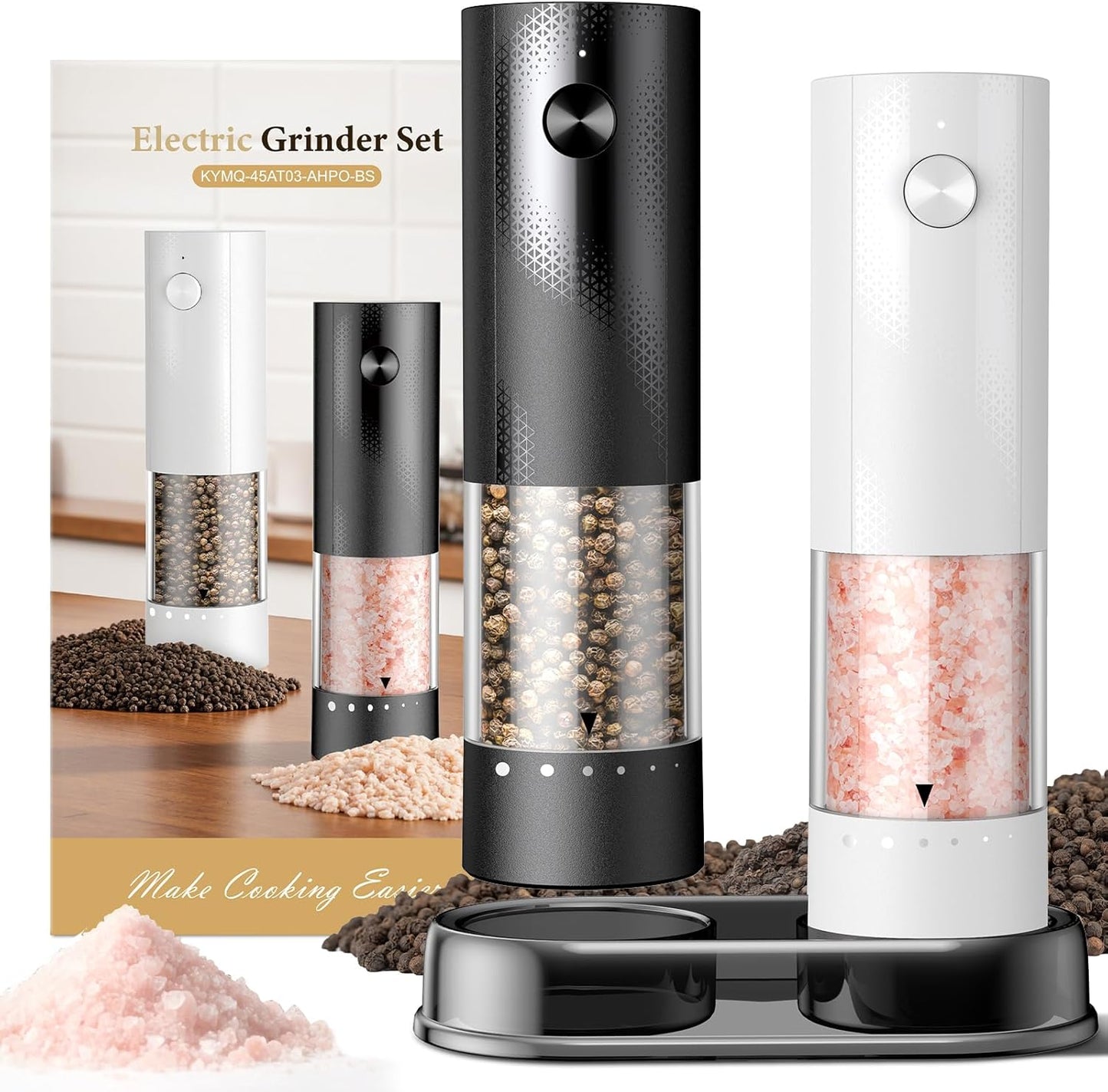 ⚡🧂 Electric Salt & Pepper Grinder Set – Sleek, Hands-Free Seasoning for Your Kitchen 🍴✨