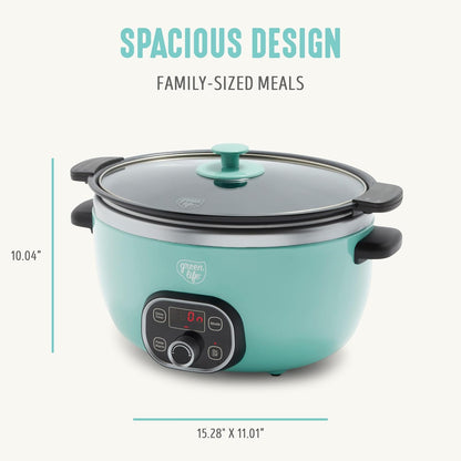 🍲 Extra-Large 6QT Ceramic Slow Cooker – Healthy, Family-Ready & Programmable ✨