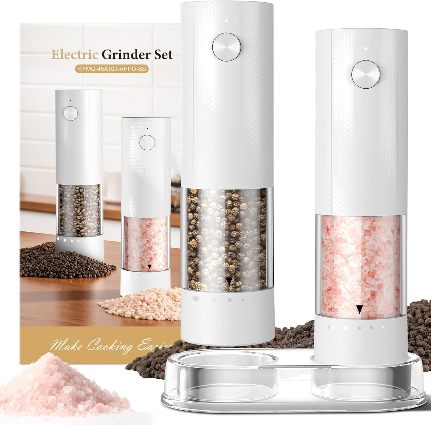 ⚡🧂 Electric Salt & Pepper Grinder Set – Sleek, Hands-Free Seasoning for Your Kitchen 🍴✨