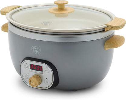 🍲 Extra-Large 6QT Ceramic Slow Cooker – Healthy, Family-Ready & Programmable ✨
