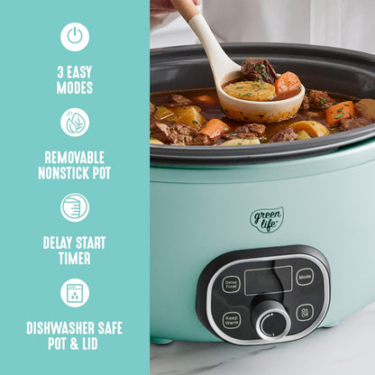 🍲 Extra-Large 6QT Ceramic Slow Cooker – Healthy, Family-Ready & Programmable ✨