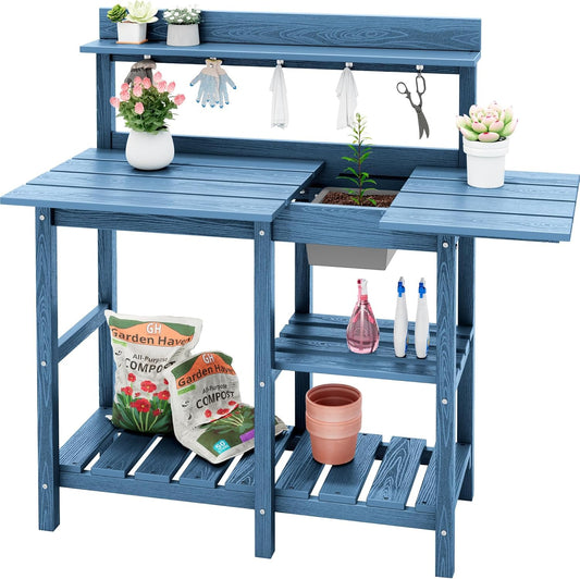 🌿 Stylish Outdoor Potting Bench with Storage – Perfect Garden Workspace 🪴✨