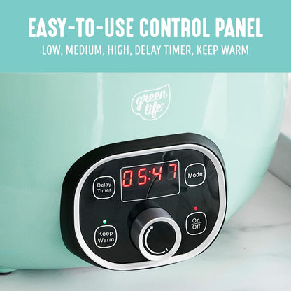 🍲 Extra-Large 6QT Ceramic Slow Cooker – Healthy, Family-Ready & Programmable ✨