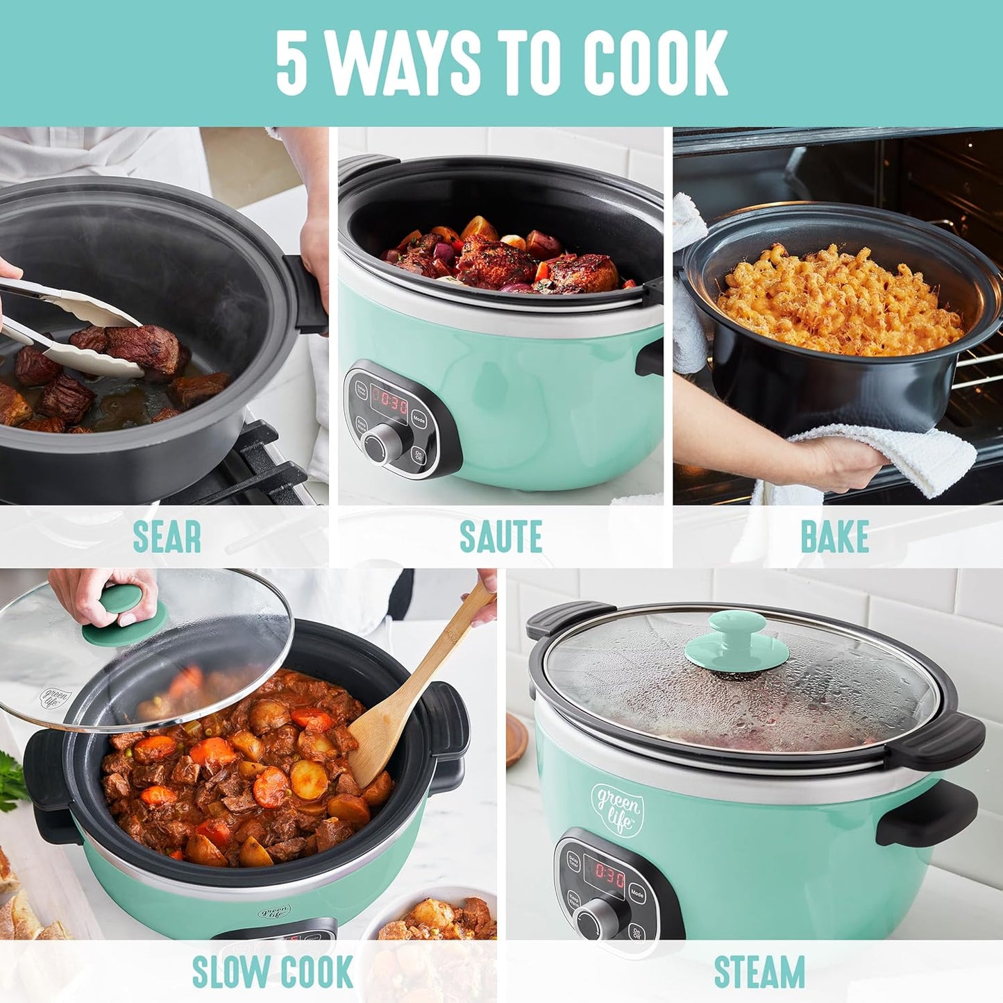 🍲 Extra-Large 6QT Ceramic Slow Cooker – Healthy, Family-Ready & Programmable ✨
